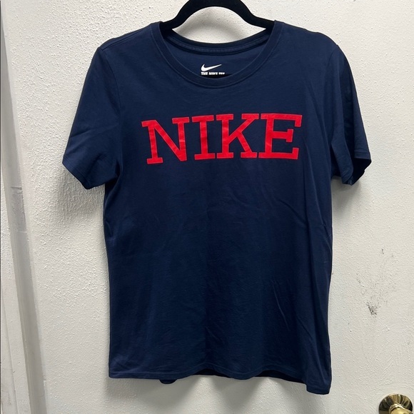 Nike Navy Tee with White Logo - Picture 1 of 3